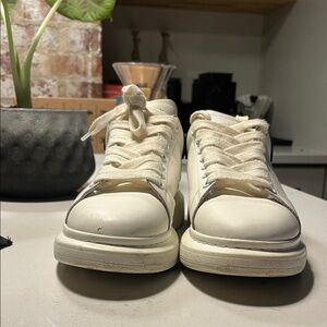 White Lace-Up Sneakers